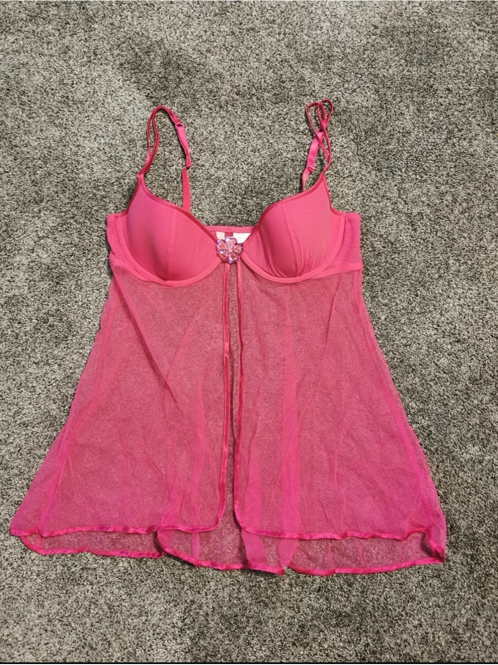 Victoria's Secret Hot Pink Sheer Babydoll Chemise